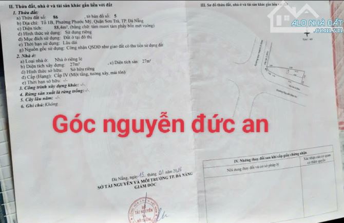 Chính chủ bán lô góc 2 mặt tiền đường.7m5. nguyễn đức an. Gần vương thừa vũ sát biển sơn t - 1