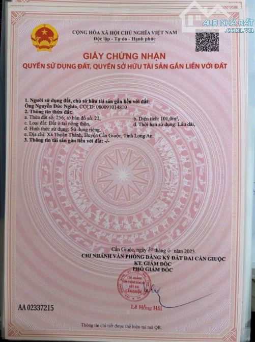 Hàng rẻ tranh thủ khách ơi 101m2 đất thổ cư đường bê tông 2m giá chỉ 550tr - 1