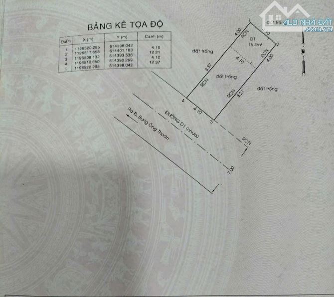 BÁN ĐẤT QUẬN 9,LÔ ĐẤT CỰC VIP HỆ SỐ XÂY DỰNG 4.0,DT50M 4.1x12.5),NGAY BƯNG ÔNG THOÀN - 3