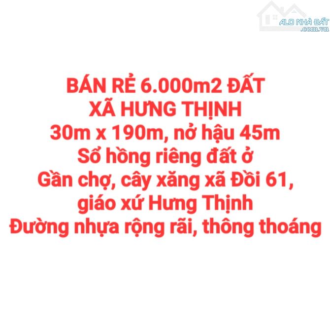 BÁN RẺ 6.000m2 ĐẤT GẦN CHỢ XÃ ĐỒI 61, GIÁO XỨ HƯNG THỊNH, SỔ HỒNG, ĐƯỜNG NHỰA 8m (CC005) - 8