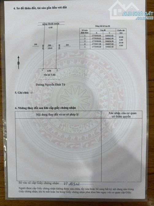 Bán gấp lô đất 10.5m lề 5m [120m2 6x20]Nguyễn Đình Tứ - 3