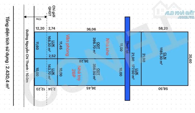 Bán 2.430,4m² đất có thổ cư, Đường Nguyễn Chí Thanh, TP. Cần Thơ.