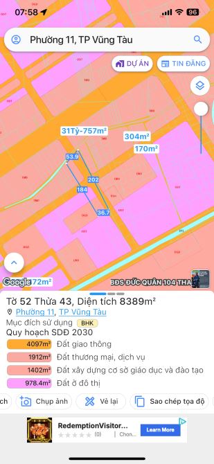Bán nhanh hơn 8389m2 đất p11 vũng tàu