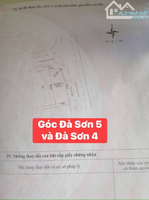 🏆Bán đất  2 MT Đà sơn 4 - ĐÀ SƠN 5 dt144m2 Gía 4.65 tỷ tl Vị trí đẹp