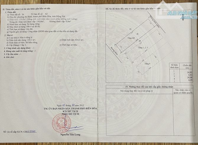 Bán căn nhà nghỉ 5 tầng kp11 An Bình có thang máy 6x25 giá 10tỷ 500tr thương lượng