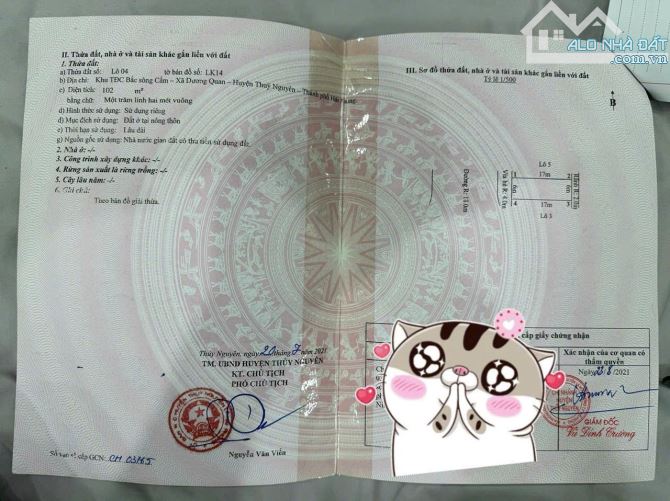 💥DUY NHẤT 1 LÔ ĐƯỜNG 26 m giá cực êm TDC Áp Tràn Thuỷ Nguyên Hải Phòng.  -Dt: 102m mặt ti