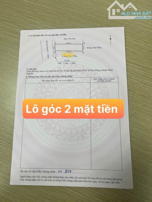 🔥 DUY NHẤT 1 LÔ GÓC – MẶT ĐƯỜNG TDP CHÙA, PHƯỜNG HOA ĐỘNG – ĐẸP MƯỚT MƠ