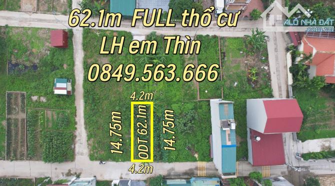 Cần tiền bán Lô đất 62,1m2 thổ cư tại Quang Minh, Mê Linh, Hà Nội