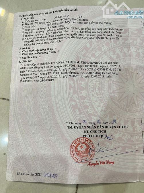 bán 118m thổ cư Trung An ,Củ Chi, ngay KDC đông đúng , gần chợ và trường học giá 2,5 tỷ TL - 1