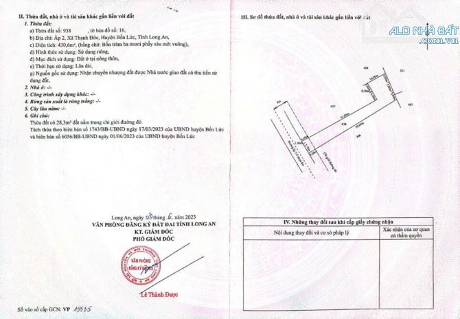 Thổ cư _dt 430m² đường Bê tông 6m Liên ấp 2-3, Thạnh Đức, Bến Lức LA, giảm còn 1 tỷ 990 - 1