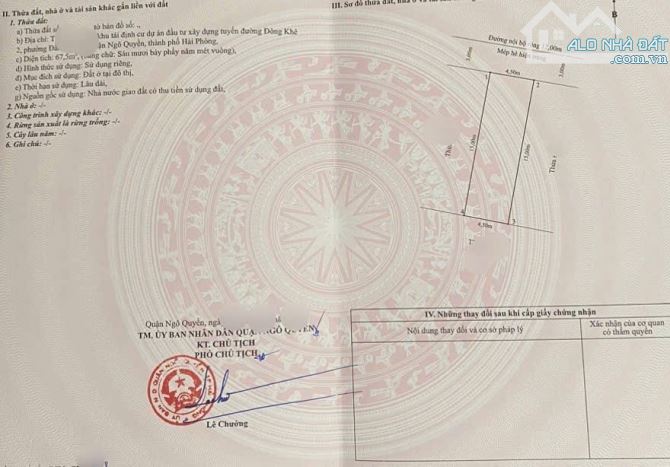 🌈Bán Lô 67,5m2 TĐC Cây Đa, Văn Cao ĐẰNG GIANG NGÔ QUYỀN   🧩Diện tích: Mặt tiền 4,5m x 15 - 2