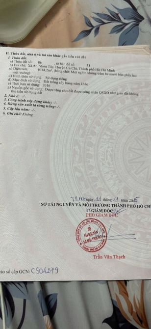 Cần bán đất mặt tiền đường nhựa An Nhơn Tây xã An Nhơn Tây DT 1034m2 thổ cư 200m2 - 3
