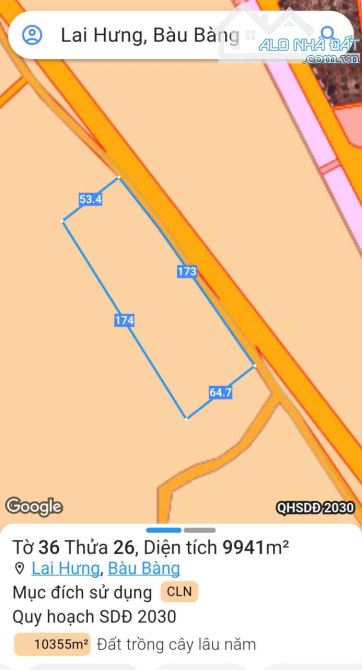 BÁN ĐẤT MT ĐƯỜNG ĐẤT, LAI HƯNG, BÀU BÀNG, DT:173x53, SHR, GIÁ 12 TỶ - 3