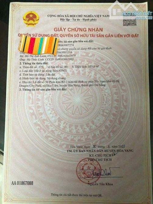 📌📌📌LÀM VIỆC TRỰC TIẾP GIÁ TỐT !!!Bán lô đất hòa liên giá rẻ