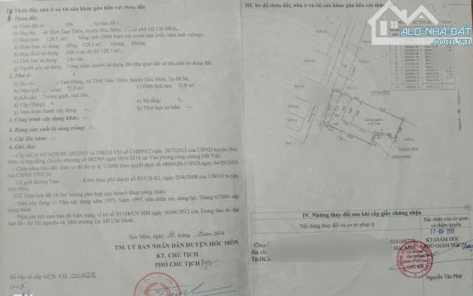 💥Bán nhà cũ 8x16 (128m2) Tam Đông 30, Thới Tam Thôn, Hóc Môn – Giá mềm 970 triệu,Sổ Riêng