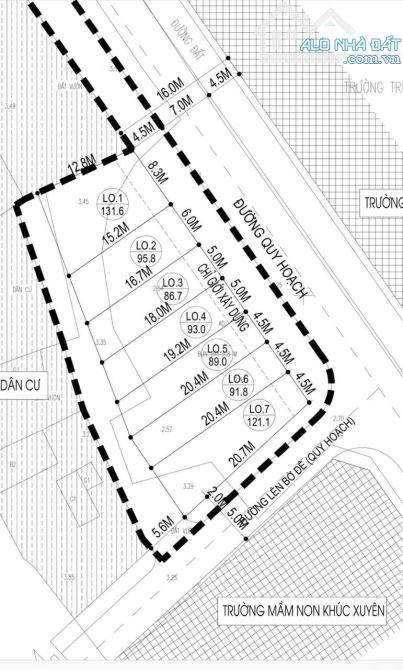 Bán đất Vân Trại đường Nguyễn Văn Bảng dt 119m mt 6m giá 8 tỷ