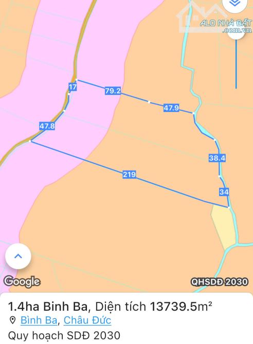 Cần bán 13.739m2 đất phủ hồng đất ở, mặt tiền đến 65m2, sẵn vườn cây, sau lưng có suối