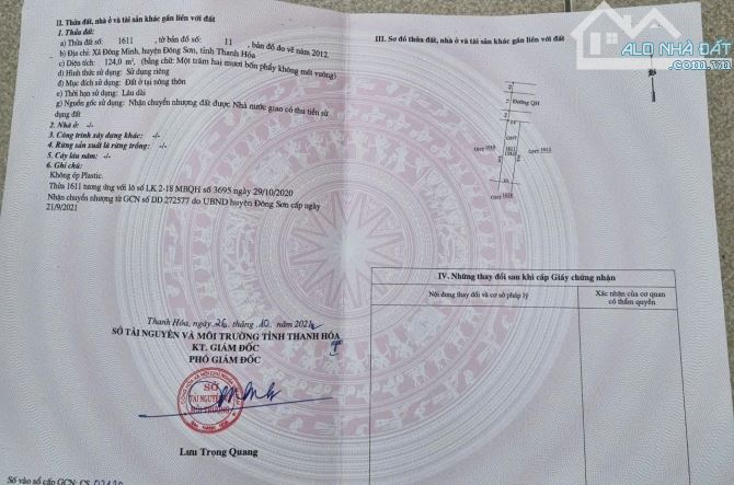 Bán Lô MT 5m của MB3695 Đông Minh - H.Đông Sơn - Giá 980tr