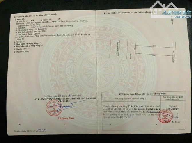 Bán lô đất mặt tiền đường 10m5 Nguyễn Sáng DT 115m2 ngang 5m giá đầu tư