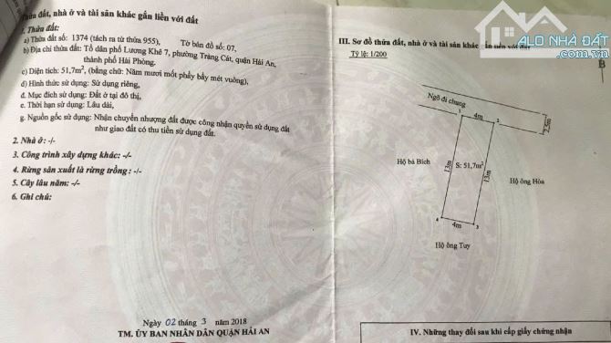 Bán lô đất ngõ 216 Cát Linh, Tràng Cát 51,7m2 giá 1.27 tỷ - 2