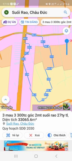 Cần bán 33.065m2 đất 2 mặt tiền hiếm hoi, sẵn 300m2 thổ cư, phủ hồng, giá đầu tư - 3