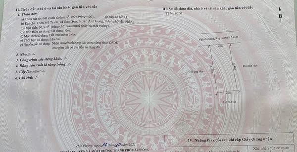 Bán lô đất 60m Mỹ Tranh, Nam Sơn, An Dương, ngõ ô tô đỗ cửa giá chỉ 1,2x tỷ