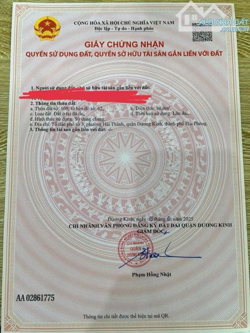 Bán đất TDP 03 Hải Thành - Dương Kinh - Hải Phòng