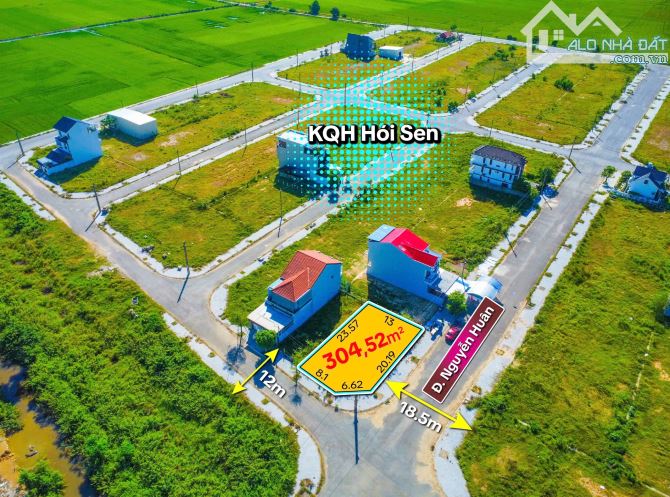 Chuyển nhượng đất nền hai mặt tiền khu quy hoạch Hói Sen - view kênh