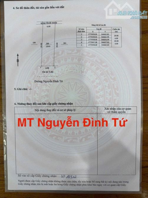 ⚡ Bán đất mặt tiền Nguyễn Đình Tứ – Phường Hòa Minh, Quận Liên Chiểu, DT: 120 m2