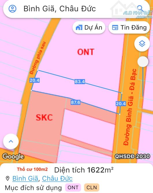 Cần bán 1.622m2 đất thổ cư, 2 mặt tiền, đường lớn, khu dân cư, điện 3 pha, sát Ngãi Giao