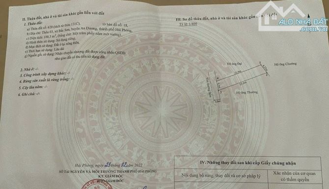 ❌🆘❌CHÍNH CHỦ CẦN BÁN LÔ ĐẤT MẶT ĐƯỜNG BẮC SƠN – AN DƯƠNG – HẢI PHÒNG ✅Diện tích:100m² ✅Mặ