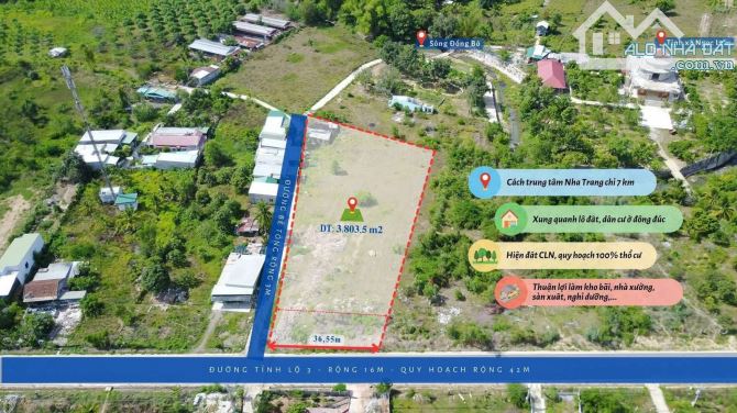Lô góc 2 mặt tiền đường tỉnh lộ 3- Phước Đồng - 3.803,5m quy hoạch full thổ.