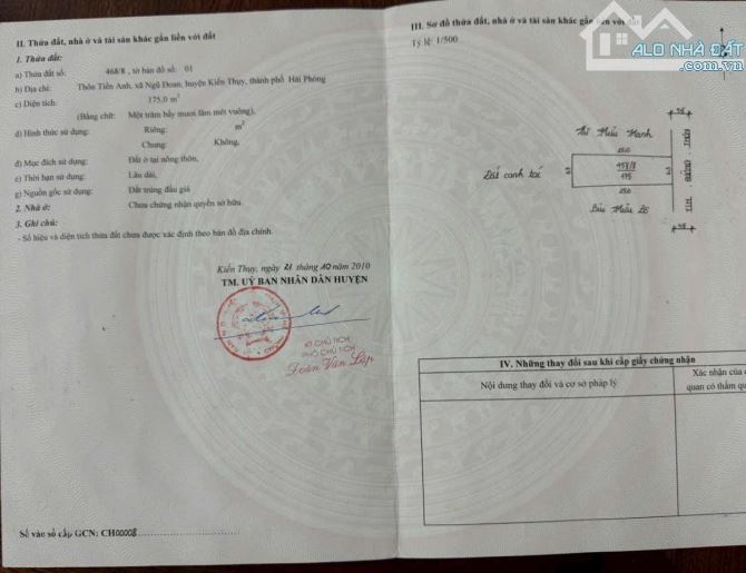 Bán đất Tiền Anh - Ngũ Đoan - Kiến Thụy - Hải Phòng