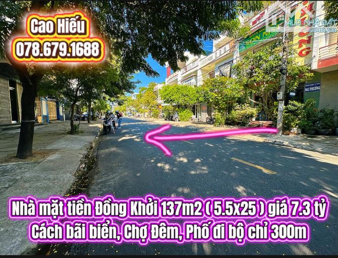 💥Nhà mặt tiền Đồng Khởi 137m2 ( 5.5x25 ) giá 7.3 tỷ. Nhà Phường 7, trung tâm Tuy Hoà