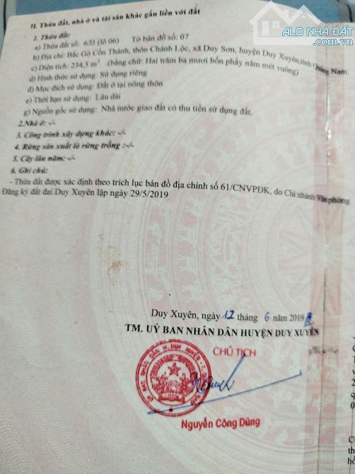 cần bán lô đất đẹp tại thôn chánh lộc,duy sơn duy xuyên - 1