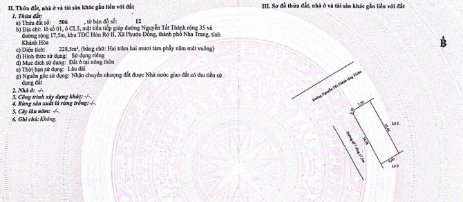 Bán lô góc mặt tiền Nguyễn Tất Thành, TĐC Hòn Rớ 2, Nha Trang  Diện tích 228.5m2 ngang 9m - 2