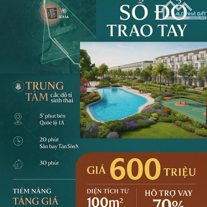 KHU ĐÔ THỊ MỚI THE SOLIA – BẾN LỨC, SỔ SẴN, NH HỔ TRỢ 75% MIỄN LÃI SUẤT. - 2