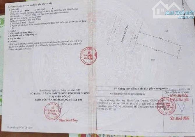 BÁN LÔ ĐẤT  TẠI TÂN ĐÔNG HIỆP DĨ AN, BINH DƯƠNG, HẺM XE HƠI 6M GIÁ 2.15 TỈ - 2