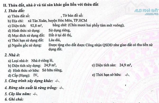 CHỦ KẸT TIỀN CẦN BÁN GẤP NHÀ 92M2, TÂN XUÂN, HÓC MÔN, GIÁ 660TR - 3