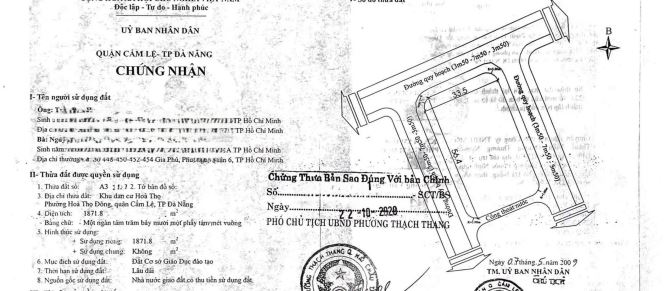 Bán lô đất 3MT QUỸ ĐẤT GIÁO DỤC, gần đường Cách mạng tháng 8, Hòa Thọ Đông, Cẩm lệ. + DT: - 3