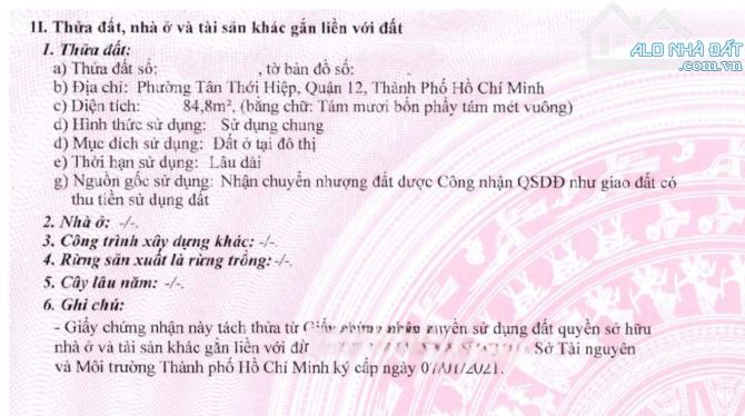 TRẢ NỢ NGÂN HÀNG BÁN NHANH LÔ ĐẤT 85M2 TÂN THỚI HIỆP, GIÁ 1 TỶ 050 - 3