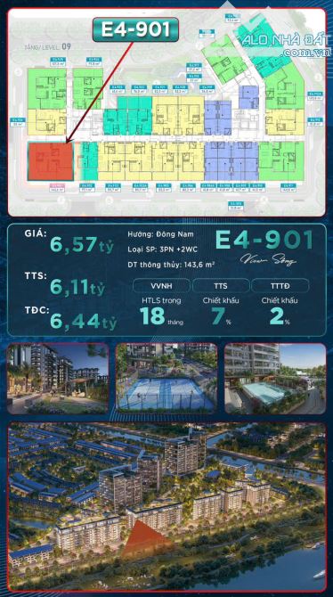 Căn hộ 3PN ban công rộng thoáng tầng 9 giá CĐT ở Eco Riverside- TP. Hải Phòng - 3