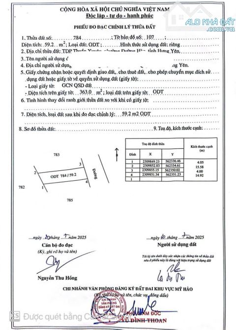 🔥 CẦN BÁN LÔ ĐẤT ĐẸP – TDP Thuần Xuyên, Đường Hào 🔥 💞 Cách Cty Nước Sạch Hưng Yên chỉ 7 - 3