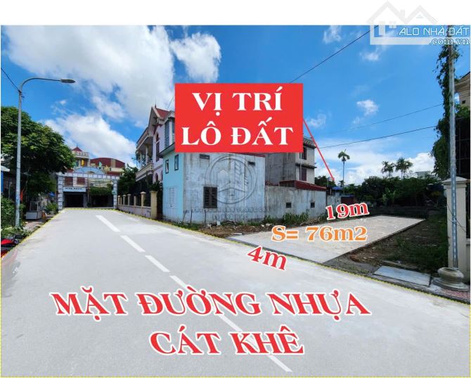 LÔ GÓC Mặt đường Cát Khê Tràng Cát 76m2 Giá 2tỷ850