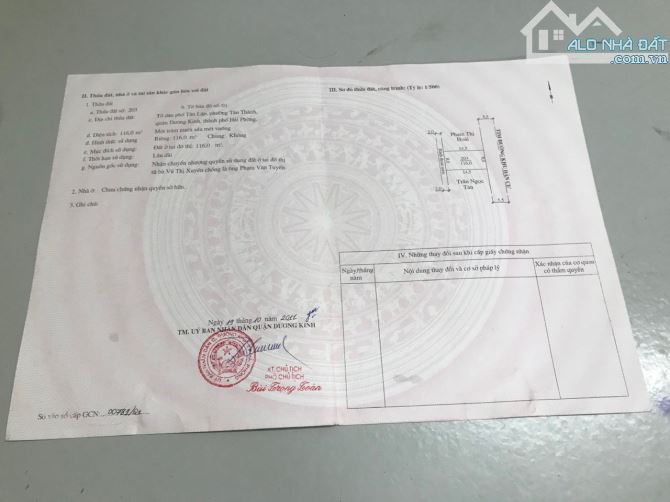 Chính chủ:Thổ cư 116m (8*14.5) đường Vũ Thị Ngọc Toàn, Dương Kinh, Hải Phòng
