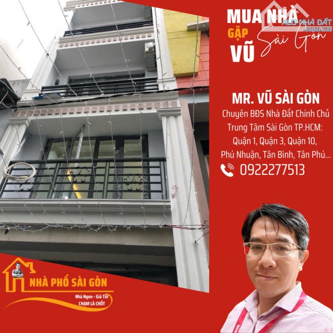 Bán nhà 6 tầng, hẻm xe hơi Lê Văn Sỹ, Trường Sa Q3, cách 30m ra mặt tiền - nhỉnh 12 tỷ