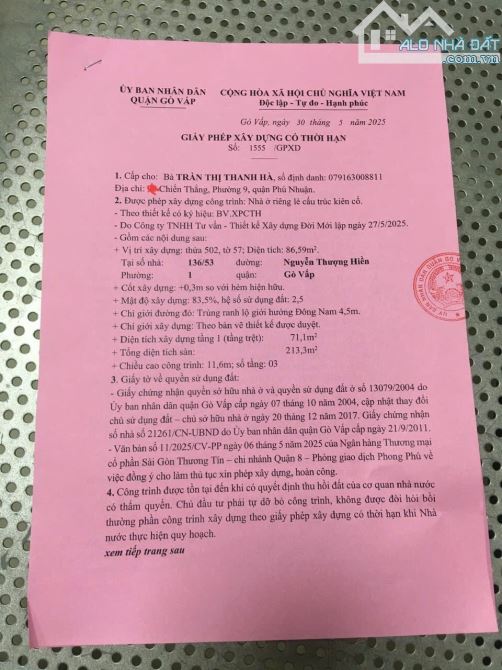 Nhà Nguyễn thượng Hiền GV. DT:5,2x17m=3,8tỷ. có 5 phòng cho thuê. - 11