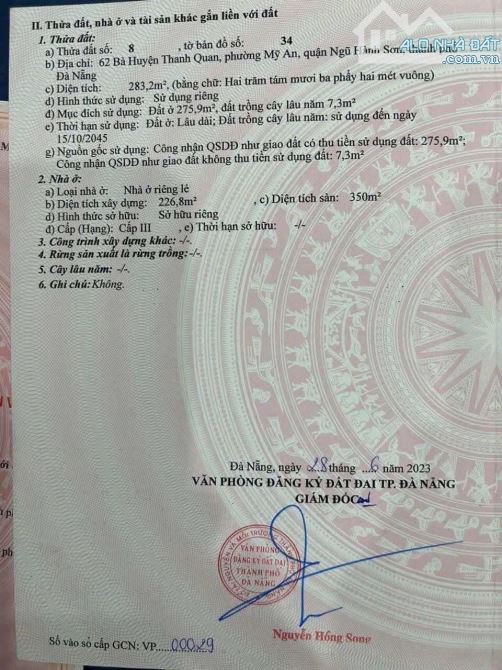 Bán góc 2 MT bà huyện thanh quan , mỹ an , ngũ hành sơn , đà nẵng. - 1