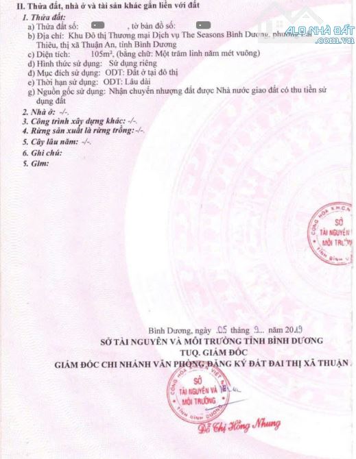 Bán đất 5x21m, đường D9 KDC The Seasons p. Lái Thiêu kế Lotte Mart Lái Thiêu - 2