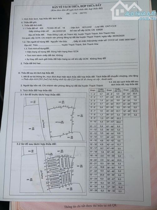 Bán đất chính chủ tại Thành Mỹ - Thạch Thành – Thanh Hóa. CHỈ 190tr/lô. - 3